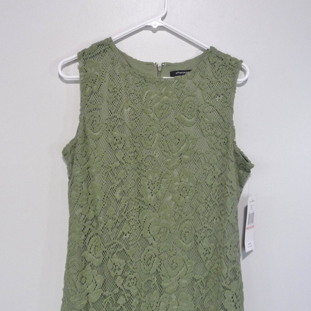 NWT SHARAGANO DRESS SIZE 10 GREEN LACE - Picture 6 of 11